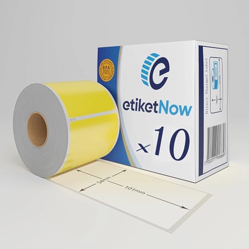 EtiketNow – 10 Rollen – Ersatz für 99014 / S0722430 Etiketten, 54 mm x 101 mm, 220 Etiketten, permanent, gelb von EtiketNow