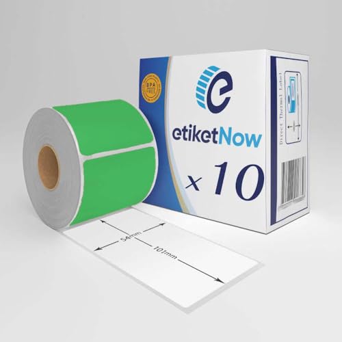 EtiketNow – 10 Rollen – Ersatz für 99014 / S0722430 Etiketten, 54 mm x 101 mm, 220 Etiketten, permanent, grün von EtiketNow