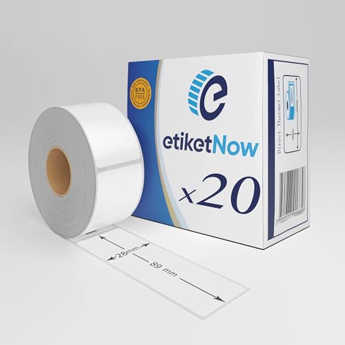EtiketNow - 20 Rollen - 99012 / S0722400 kompatible Etiketten, 260 Etiketten, 36 mm x 89 mm, dauerhaft, weiß von EtiketNow
