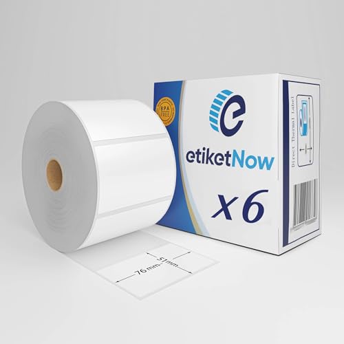EtiketNow – 6 Rollen – Ersatz für Zebra 800283-205 Etiketten, 76 mm x 51 mm, 1370 Etiketten, 25 mm Kern, permanent, weiß EtiketNow – 6 Rollen – Ersatz für Zebra 800283-205 Etiketten, 76 mm x 51 mm, 1370 Etiketten, 25 mm Kern, permanent, weiß von EtiketNow