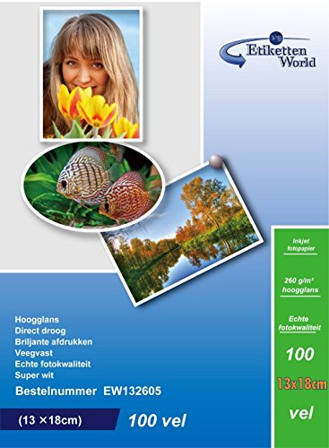 EtikettenWorld – 300 Blatt Fotopapier 13 x 18 cm (130 x 180) Premium Hochglanz 260 g von EtikettenWorld