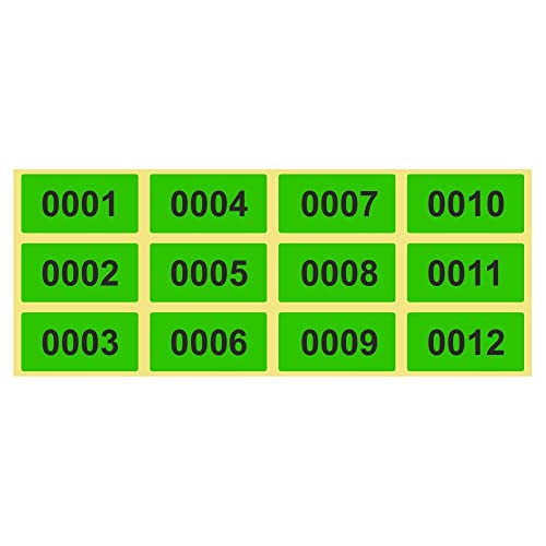 1.000 Etiketten/Aufkleber auf Rolle - LEUCHTGRÜN - fortlaufend nummeriert - 28 x 14 mm von simhoa