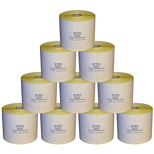10 x Thermo Etiketten auf Rolle - 100 x 150 mm - 5.000 Stück - Hülse 25 mm - permanent haftend 10 x Thermo Etiketten auf Rolle - 100 x 150 mm - 5.000 Stück - Hülse 25 mm - permanent haftend von Etikettenshop Thon