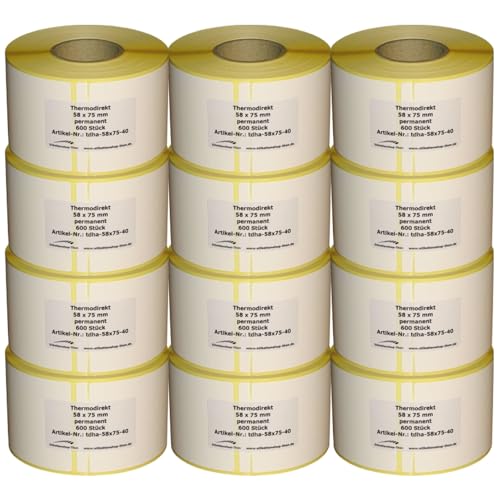 7.200 Thermoetiketten für Bizerba - 58 x 75 mm - Hülse 40 mm - BPA frei - permanent haftend von Etikettenshop Thon