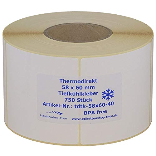 7.500 Thermoetiketten für Bizerba - Tiefkühlkleber - 58 x 60 mm - BPA frei - permanent haftend von simhoa