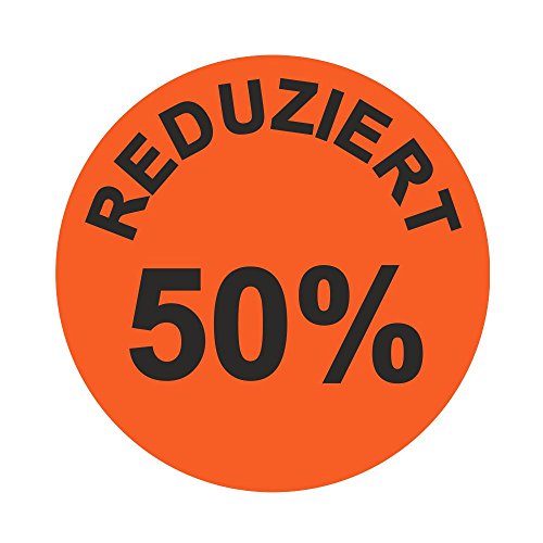 Aktionsetiketten "REDUZIERT 50%" - Durchmesser 30 mm - Leuchtrot - 1.000 Stück (2) von simhoa