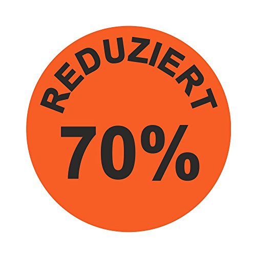 Aktionsetiketten "REDUZIERT 70%" - Durchmesser 30 mm - Leuchtrot - 1.000 Stück (1) von Etikettenshop Thon