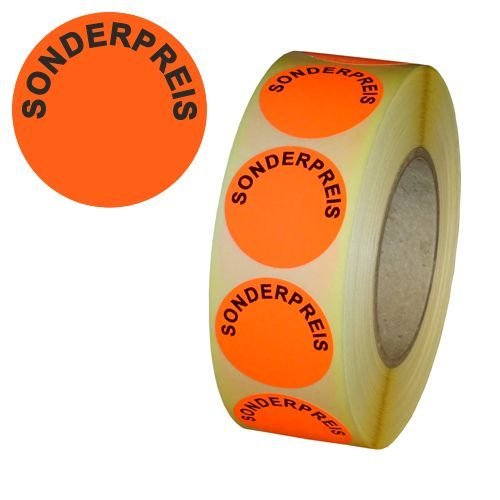 Aktionsetiketten "SONDERPREIS" - Durchmesser 30 mm - Leuchtrot - 10 x 1.000 Stück von Etikettenshop Thon