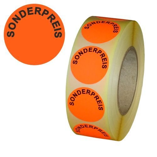 Aktionsetiketten "SONDERPREIS" - Durchmesser 30 mm - Leuchtrot - 10 x 1.000 Stück Aktionsetiketten "SONDERPREIS" - Durchmesser 30 mm - Leuchtrot - 10 x 1.000 Stück von Etikettenshop Thon