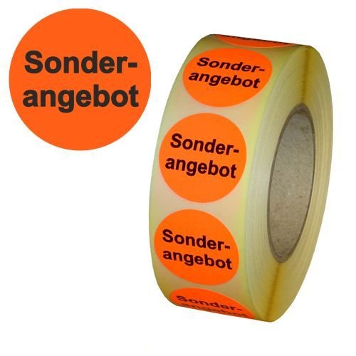 Aktionsetiketten"Sonderangebot" - Durchmesser 30 mm - Leuchtrot - 1.000 Stück (1) von Etikettenshop Thon