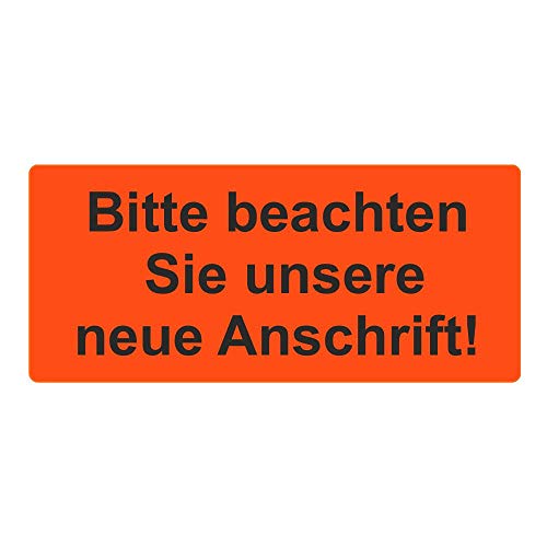 Aufkleber/Etiketten "Bitte beachten Sie unsere neue Anschrift!" auf Rolle - 56 x 25 mm - 1.000 Stück (Leuchtrot) von simhoa