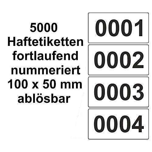 Etiketten/Aufkleber auf Rolle - ABLÖSBAR - fortlaufend nummeriert - 100 x 50 mm (5000) von Etikettenshop Thon