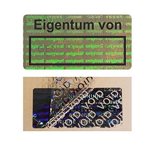 Hologramm VOID Sicherheitsetiketten "Eigentum von" auf Rolle - 30 x 15 mm - 1000 Stück (Schwarz) von Etikettenshop Thon