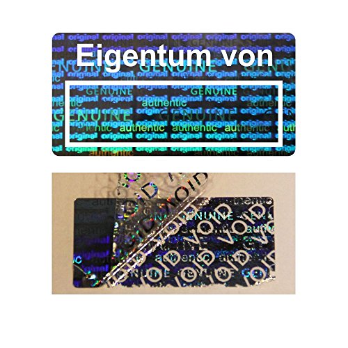 Hologramm VOID Sicherheitsetiketten"Eigentum von" auf Rolle - 30 x 15 mm - 1000 Stück (Weiß) von Etikettenshop Thon
