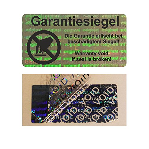 Hologramm VOID Sicherheitsetiketten "Garantiesiegel mit Logo" auf Rolle - 30 x 15 mm - 1000 Stück (Schwarz) von simhoa