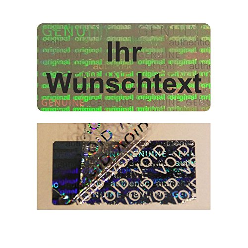 Hologramm VOID Sicherheitsetiketten "IHR WUNSCHTEXT" auf Rolle - 30 x 15 mm - 1000 Stück (Schwarz) von Etikettenshop Thon