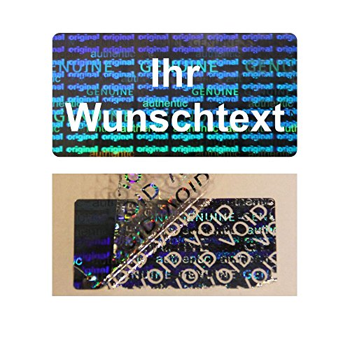 Hologramm VOID Sicherheitsetiketten "IHR WUNSCHTEXT" auf Rolle - 30 x 15 mm - 1000 Stück (Weiß) von simhoa