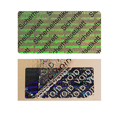 Hologramm VOID Sicherheitsetiketten"Sicherheitsetikett" auf Rolle - 30 x 15 mm - 1000 Stück (Schwarz) von Etikettenshop Thon