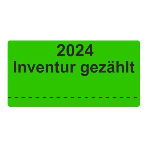 Inventuretiketten, Inventuraufkleber 2023 Inventur gezählt - 100 x 50 mm - 500 Stück (Leuchtgrün) von Etikettenshop Thon
