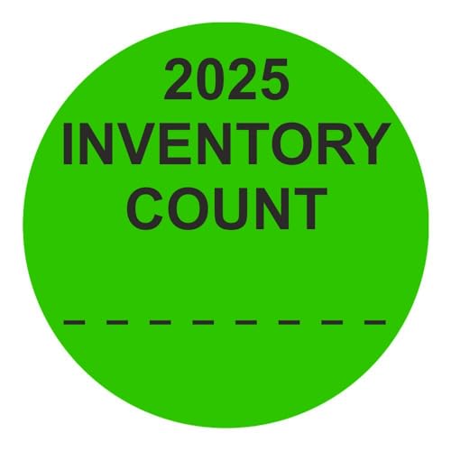 Inventuretiketten, Inventuraufkleber "2024 INVENTORY COUNT" - Durchmesser 50 mm - 1000 Stück (Leuchtgrün) von Etikettenshop-Thon