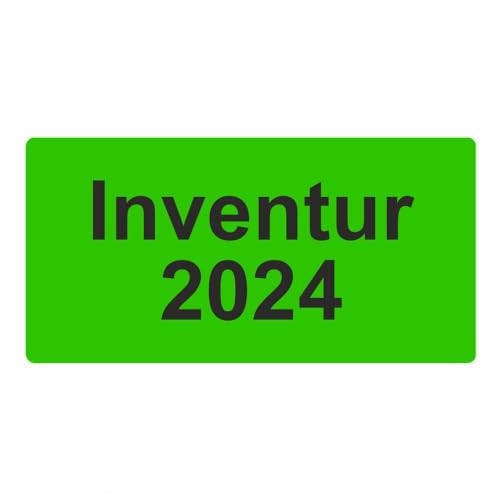 Inventuretiketten, Inventuraufkleber - Inventur 2024-100 x 50 mm - 500 Stück (Leuchtgrün) von Etikettenshop Thon