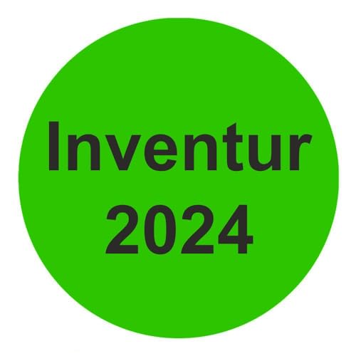 Inventuretiketten, Inventuraufkleber "Inventur 2024" - Durchmesser 50 mm - 1000 Stück (Leuchtgrün) von simhoa