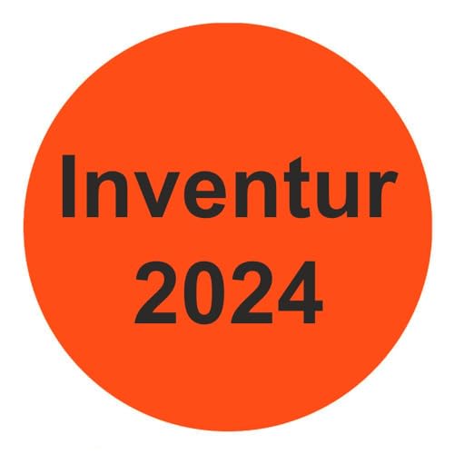 Inventuretiketten, Inventuraufkleber "Inventur 2024" - Durchmesser 50 mm - 1000 Stück (Leuchtrot) von simhoa