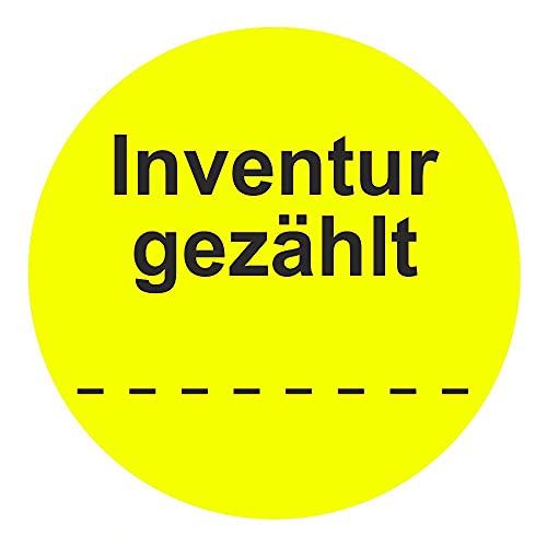 Inventuretiketten, Inventuraufkleber "Inventur gezählt" - Durchmesser 50 mm - 1000 Stück (Leuchtgelb) von Etikettenshop Thon