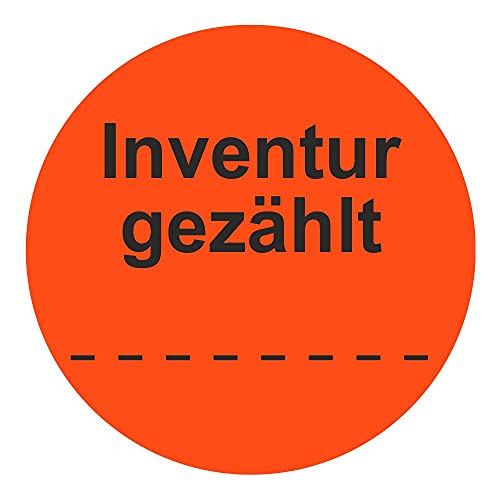 Inventuretiketten, Inventuraufkleber "Inventur gezählt" - Durchmesser 50 mm - 1000 Stück (Leuchtrot) von Etikettenshop Thon