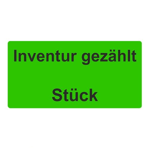 Inventuretiketten, Inventuraufkleber - Inventur gezählt Stück - 100 x 50 mm - 500 Stück (Leuchtgrün) von simhoa