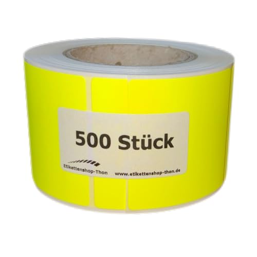 Markierungspunkte/Klebepunkte, eckig 50 x 50 mm - Leuchtgelb - selbstklebend zum beschriften, 500 Stück/Rolle (2) von Etikettenshop Thon