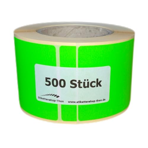 Markierungspunkte/Klebepunkte, eckig 50 x 50 mm - Leuchtgrün - selbstklebend zum beschriften, 500 Stück/Rolle (1) von Etikettenshop Thon