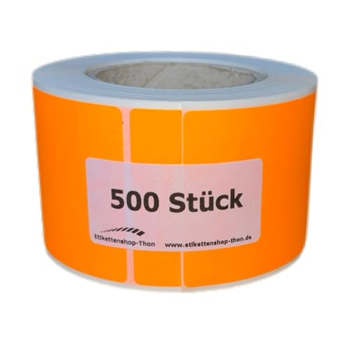 Markierungspunkte/Klebepunkte, eckig 50 x 50 mm - Leuchtorange - selbstklebend zum beschriften, 500 Stück/Rolle (1) von Etikettenshop Thon
