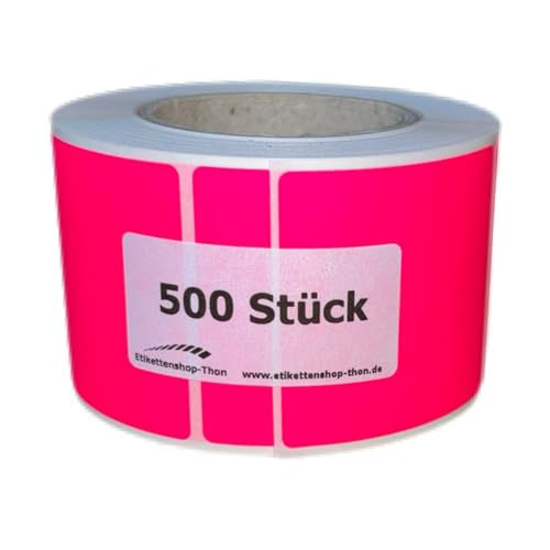 Markierungspunkte/Klebepunkte, eckig 50 x 50 mm - Leuchtpink - selbstklebend zum beschriften, 500 Stück/Rolle (1) von Etikettenshop Thon