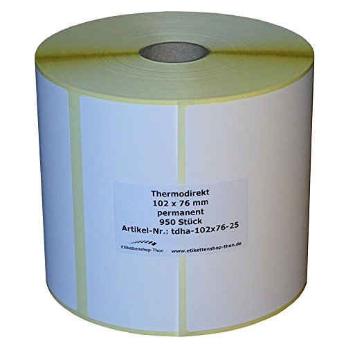 Thermo Etiketten auf Rolle - 102 x 76 - mm - 4.750 Stück - Hülse 25 mm - permanent haftend von Etikettenshop Thon