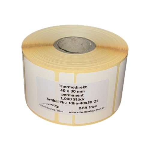 Thermodirekt Etiketten auf Rolle 40 x 30 mm selbstklebend - für Zebra, Brother Drucker (1) von Etikettenshop Thon