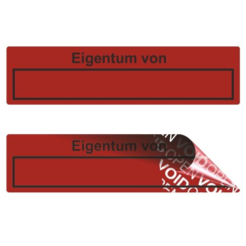 VOID OPEN Siegel - rückstandsfreie Sicherheitsetiketten "Eigentum von" auf Rolle - 80 x 20 mm - rot (100) von Etikettenshop-Thon