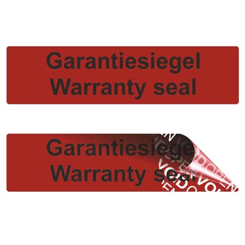 VOID OPEN Siegel - rückstandsfreie Sicherheitsetiketten "Garantiesiegel Warranty seal" auf Rolle - 80 x 20 mm - rot (100) von Etikettenshop-Thon