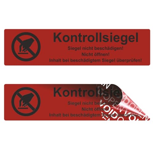 VOID OPEN Siegel - rückstandsfreie Sicherheitsetiketten "Kontrollsiegel mit Logo" auf Rolle - 80 x 20 mm - rot (1000) von Etikettenshop-Thon