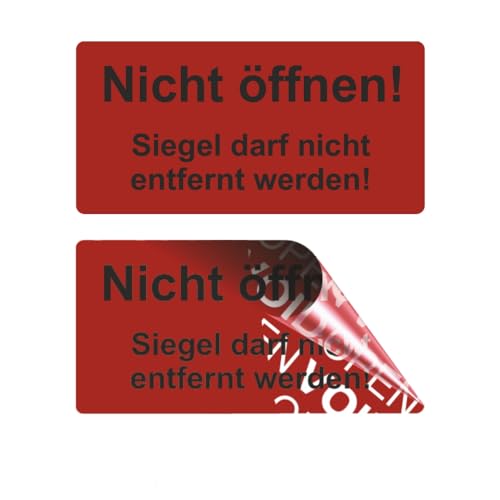 VOID OPEN Siegel - rückstandsfreie Sicherheitsetiketten " Nicht öffnen! Siegel darf nicht entfernt werden!" Rolle - 40 x 20 mm - rot (100) von Etikettenshop Thon