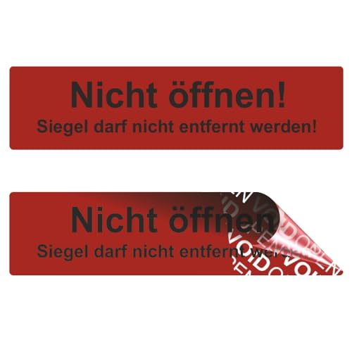 VOID OPEN Siegel - rückstandsfreie Sicherheitsetiketten "Nicht öffnen! Siegel darf nicht entfernt werden!" auf Rolle - 80 x 20 mm - rot (1000) von Etikettenshop-Thon