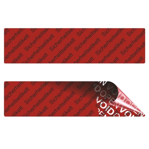 VOID OPEN Siegel - rückstandsfreie Sicherheitsetiketten "Sicherheitsetikett" auf Rolle - 80 x 20 mm - rot (100) von Etikettenshop-Thon