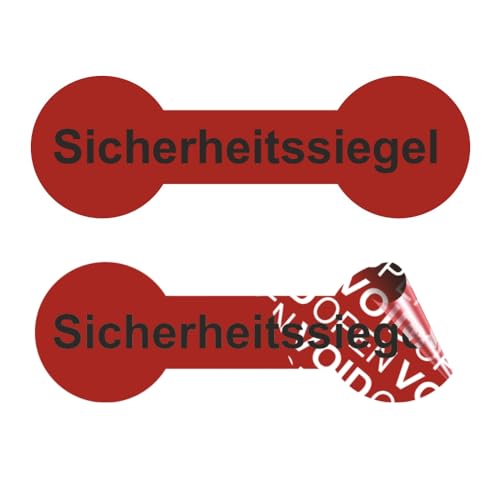 VOID OPEN Siegel - rückstandsfreie Sicherheitsetiketten "Sicherheitssiegel" auf Rolle - 60 x 20 mm Knochenform - rot (500) von Etikettenshop Thon