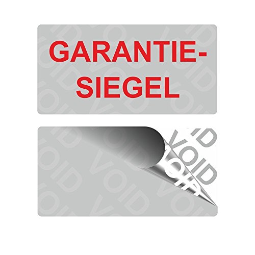 VOID Sicherheitsetiketten "GARANTIESIEGEL" auf Rolle - 40 x 20 mm - 1000 Stück - silber von Etikettenshop Thon