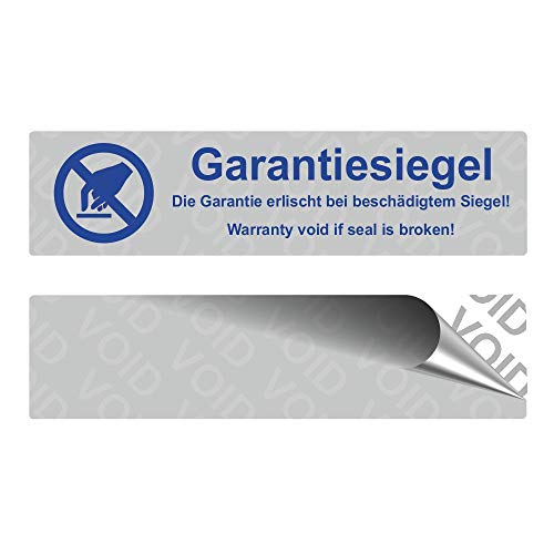 VOID Sicherheitsetiketten"Garantiesiegel mit Logo" auf Rolle - 80 x 20 mm - Blau (100) von Etikettenshop Thon