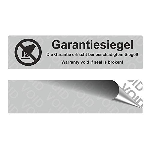 VOID Sicherheitsetiketten "Garantiesiegel mit Logo" auf Rolle - 80 x 20 mm - Schwarz (100) von Etikettenshop Thon