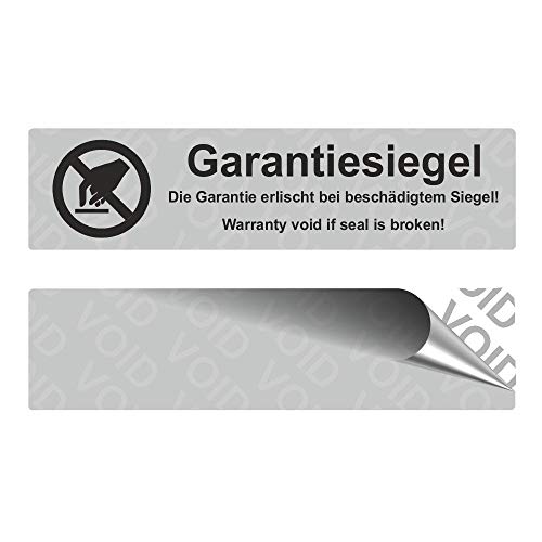 VOID Sicherheitsetiketten"Garantiesiegel mit Logo" auf Rolle - 80 x 20 mm - Schwarz (500) von Etikettenshop Thon