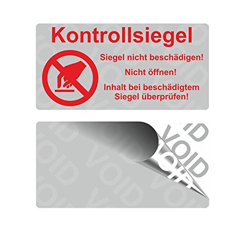 VOID Sicherheitsetiketten "Kontrollsiegel mit Logo" auf Rolle - 40 x 20 mm - 1000 Stück - silber VOID Sicherheitsetiketten "Kontrollsiegel mit Logo" auf Rolle - 40 x 20 mm - 1000 Stück - silber von Etikettenshop Thon
