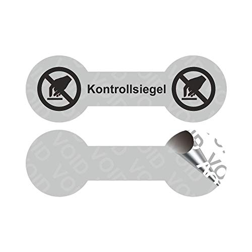 VOID Sicherheitsetiketten"Kontrollsiegel mit Logo" auf Rolle - 60 x 20 mm (Schwarz - 100 Stück) von Etikettenshop Thon
