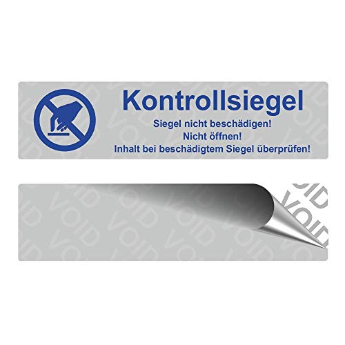 VOID Sicherheitsetiketten "Kontrollsiegel mit Logo" auf Rolle - 80 x 20 mm - Blau (100) von Etikettenshop Thon